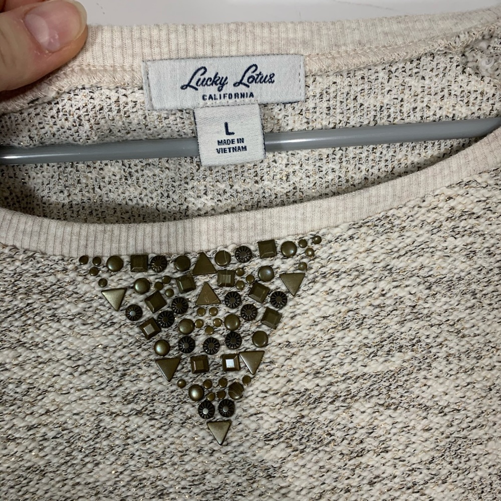 Lucky Lotus Cream /silver/gold knitted sweater - Picture 3 of 6
